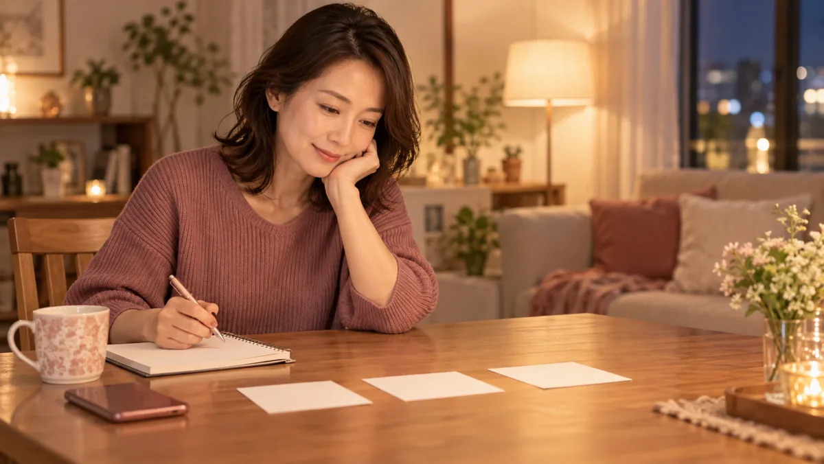 自分に合う婚活方法を落ち着いて整理する女性のイメージ